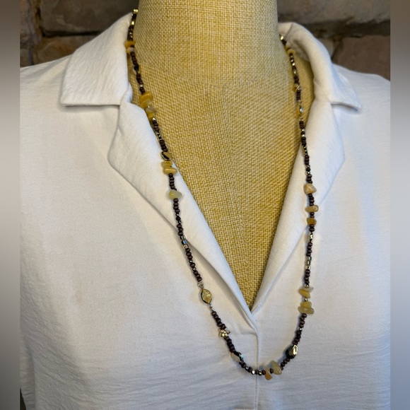 New🌟Free People-Elegant Gold and Black Beaded Necklace - Picture 3 of 4